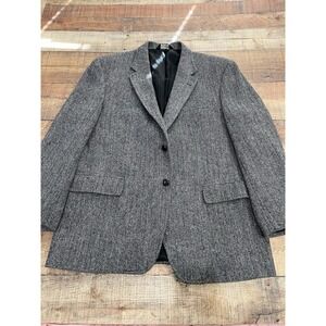 Harris Tweed x Jos A Bank Men's 100% Wool 2-Button Blazer Gray Herringbone Sz 46